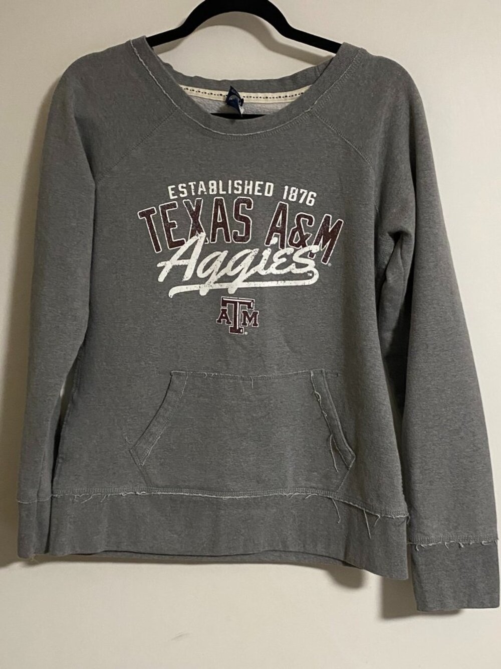 Texas A&M Aggies Gray Distressed Raw-Hem Sweatshirt